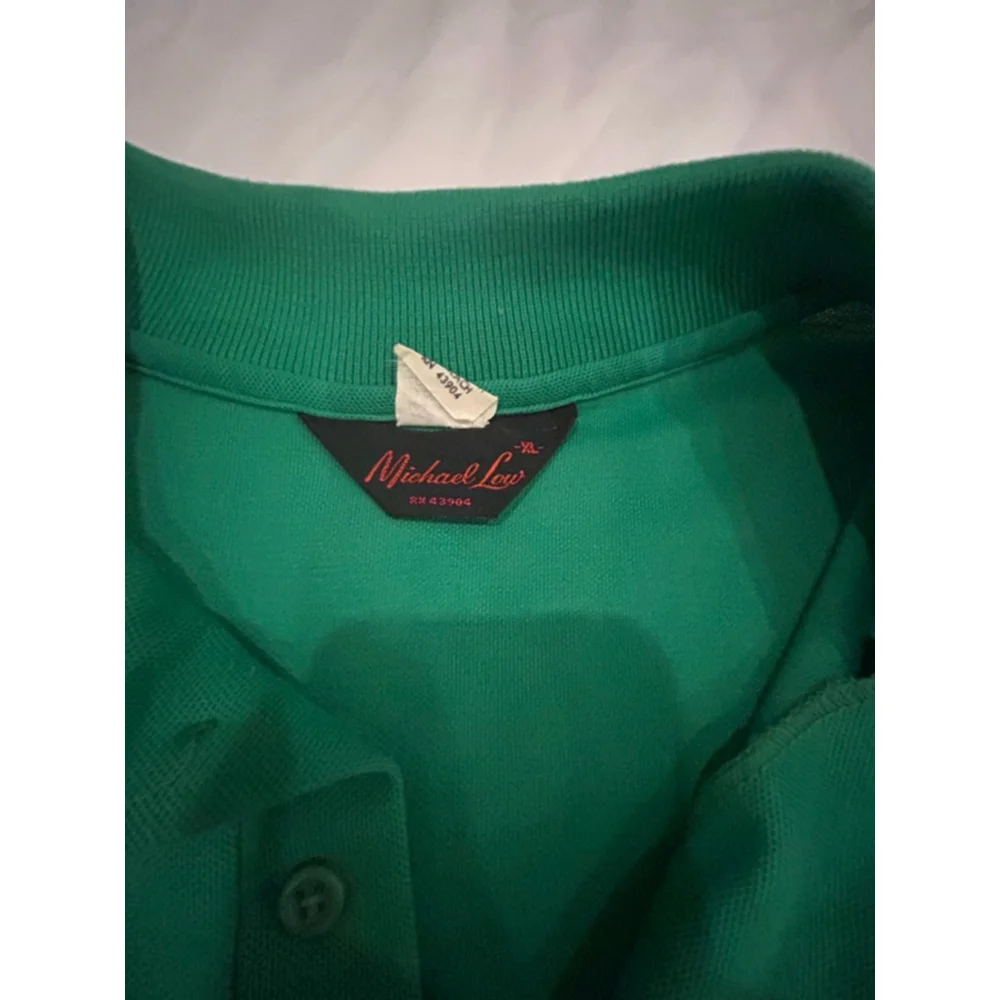 vintage Men's Michael Low Green XL Polo Shirt with Raccoon Logo